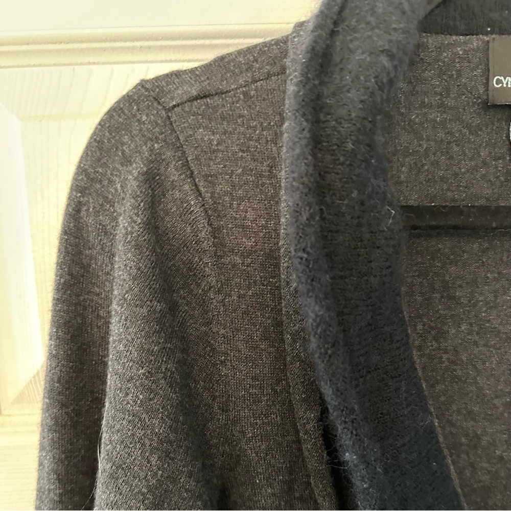 CYNTHIA ROWLEY 2X Gray Black Layered Ruffle Cardigan Sweater R $325 - Picture 13 of 16